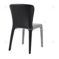 Italian minimalist leather and cotton linen dining chairs